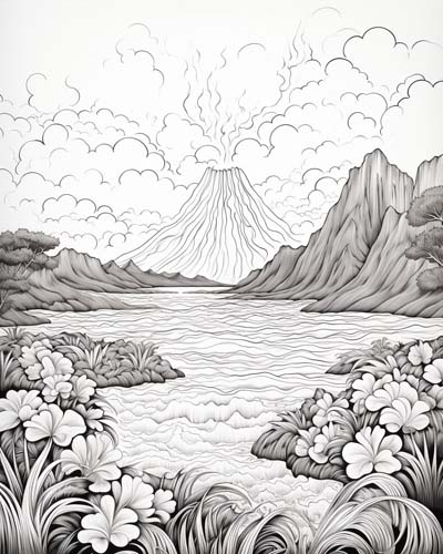 Hawaiian volcano coloring page