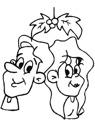 under the mistletoe coloring page