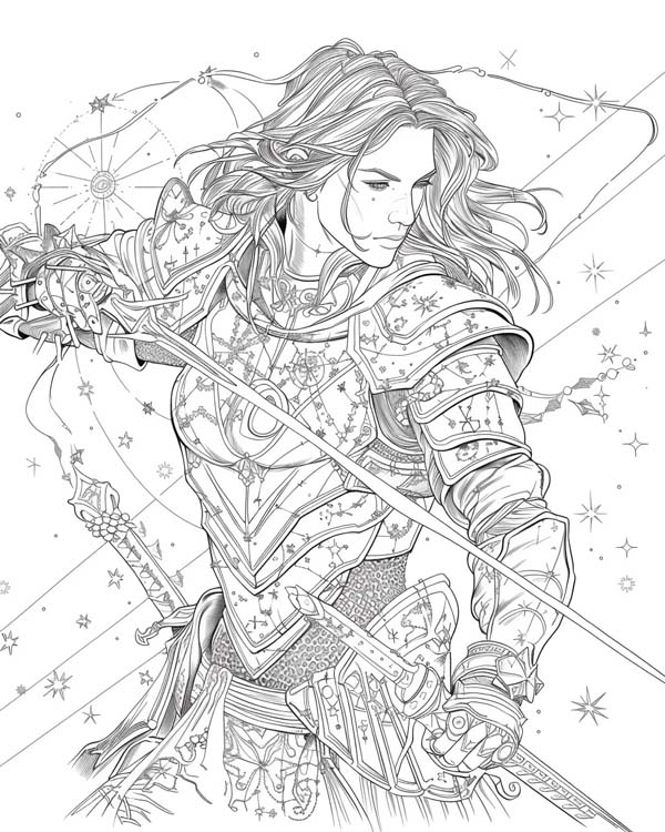 Zodiac Knight, Virgo coloring page