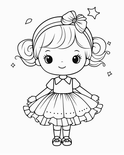 kawaii ballerina coloring page