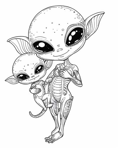 mother's day alien coloring page