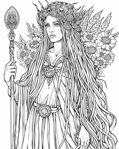 Danu from Celtic mythology coloring page