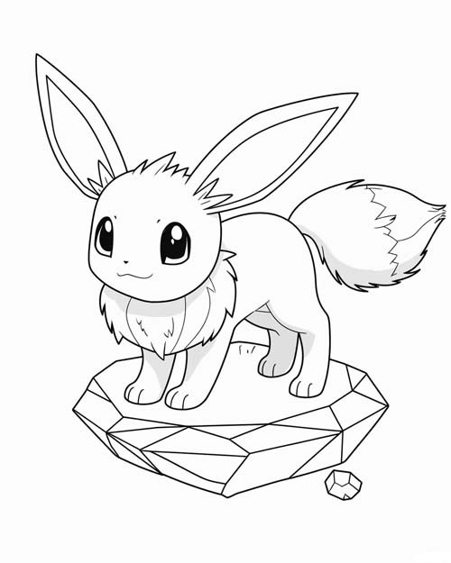 coloring page of an Eevee and a turquoise