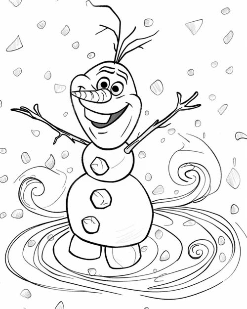 coloring page of a snowman