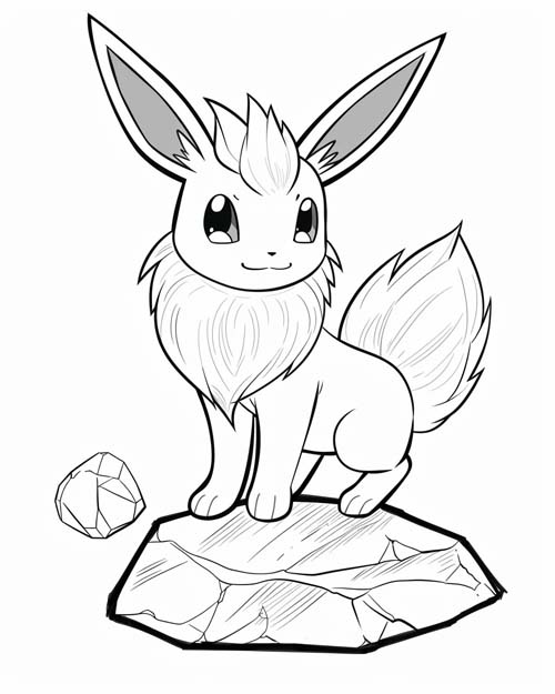 coloring page of an Eevee and a garnet