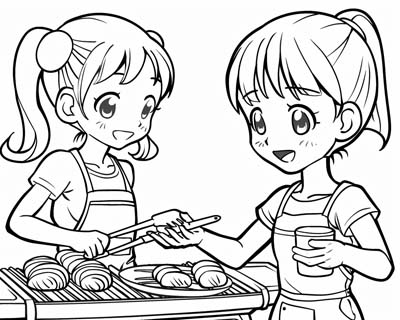 coloring page of a barbecue