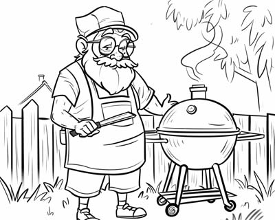 coloring page of a barbecue