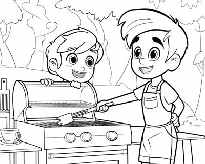 coloring page of a barbecue