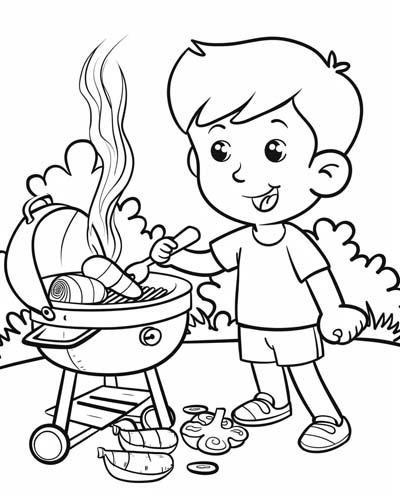coloring page of a barbecue
