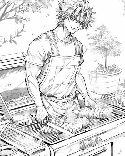 coloring page of a barbecue