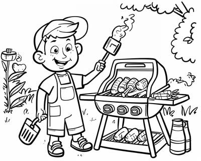coloring page of a barbecue