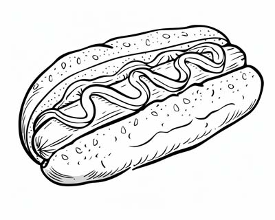 coloring page of a hotdog
