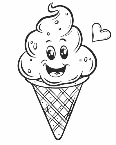 coloring page of an ice cream cone