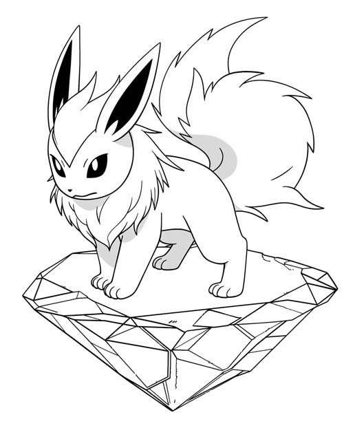 coloring page of Flareon and a ruby