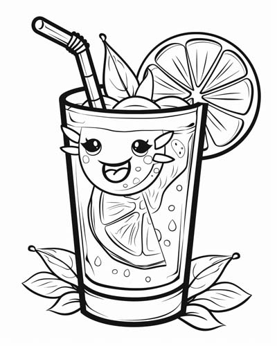 coloring page of a glass of lemonade