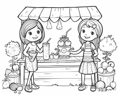 coloring page of a glass of a lemonade stand