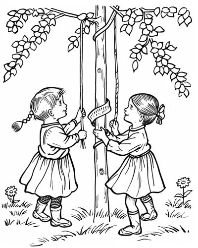 Maypole coloring page