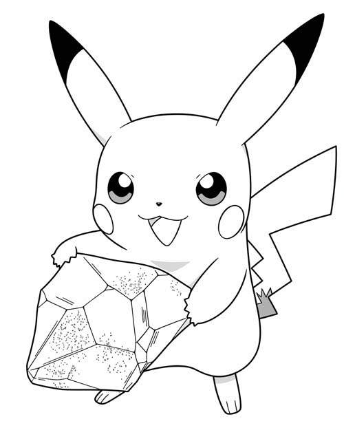 coloring page of pikachu and an aquamarine