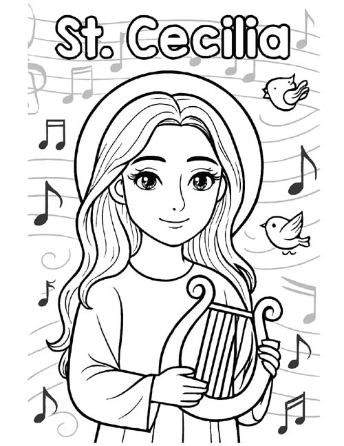 coloring page of St. Cecilia
