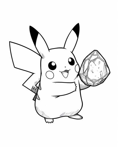 coloring page of pikachu and cosmos