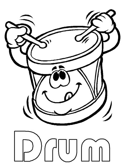 musical instruments - drum coloring page