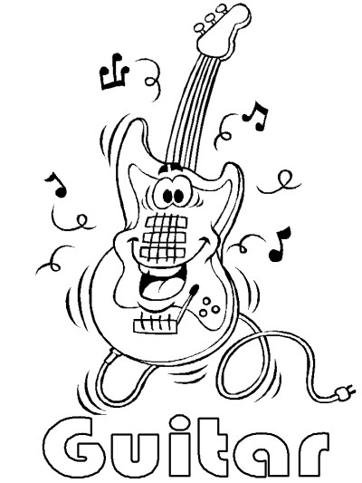 musical instruments - electric guitar coloring page