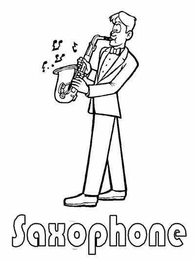musical instruments - saxophone coloring page