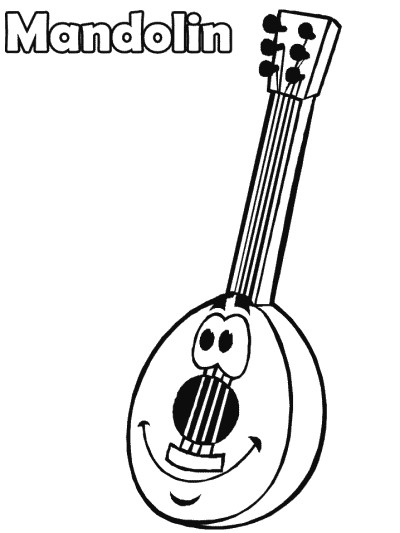 musical instruments - mandolin coloring page