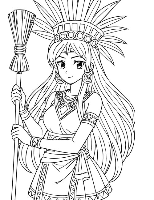 Aztec purity goddess coloring page