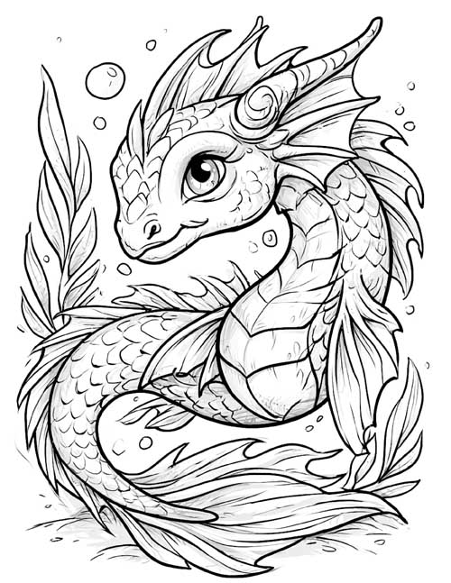 cute coloring page of the Loch Ness monster