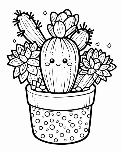 cartoon cacti coloring page