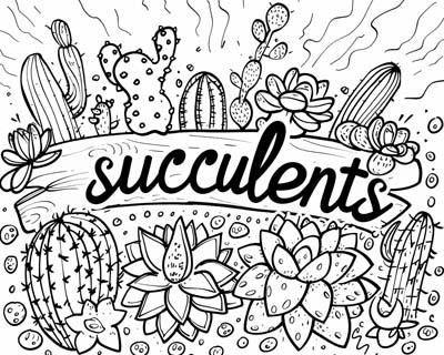 succulents word art page