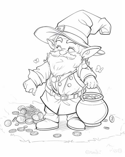 coloring page of a leprechaun