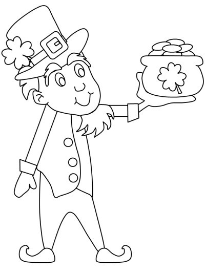 leprechaun with pot of gold coloring page