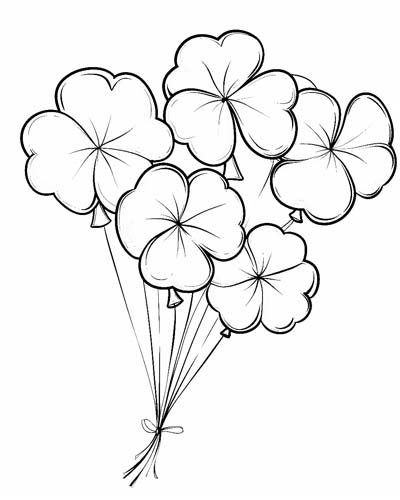 coloring page of shamrock balloons