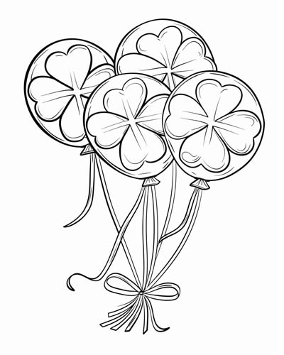 coloring page of shamrock balloons