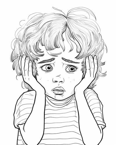 children with feelings coloring page