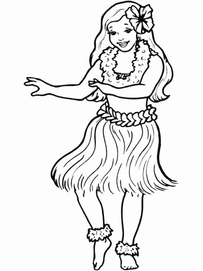 hula girl coloring page