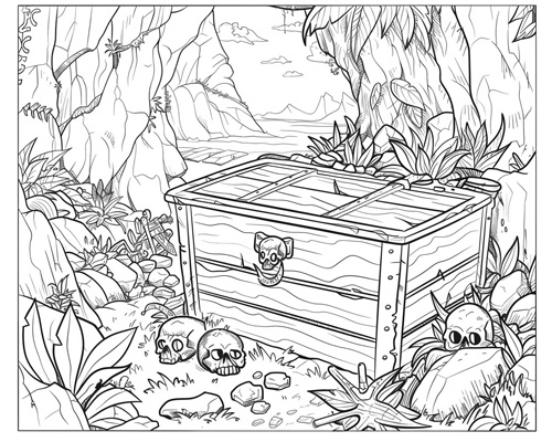 pirate treasure coloring page