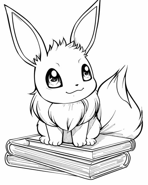 Pokemon Coloring Page of eevee ready to hit the books