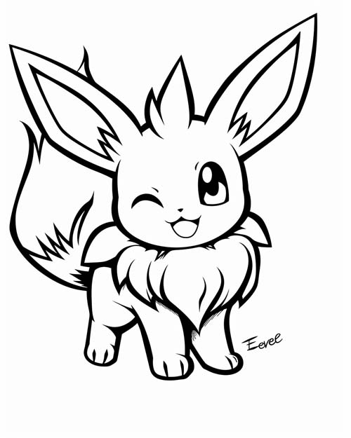  Eevee winking coloring page