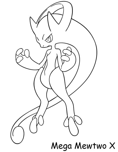 labeled coloring page of Mega Mewtwo X