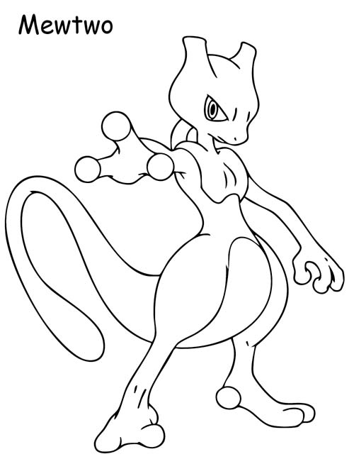 coloring page of Mewtwo
