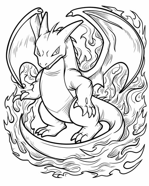 Charizard's Fire Spin coloring page