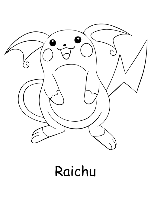 coloring page of raichu
