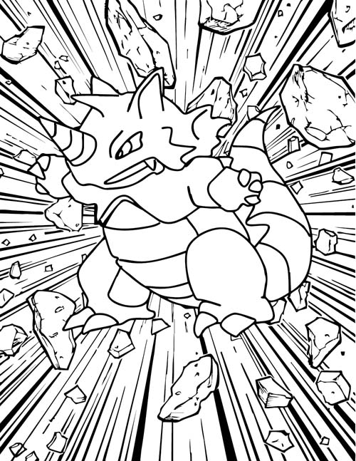 Rhydon rocks coloring page