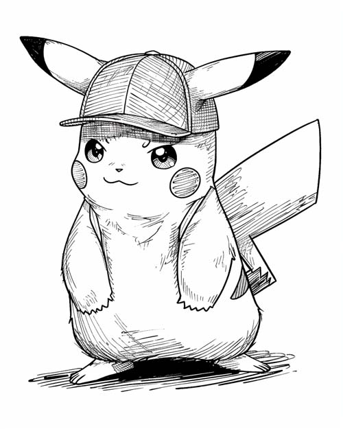 Detective pikachu coloring page