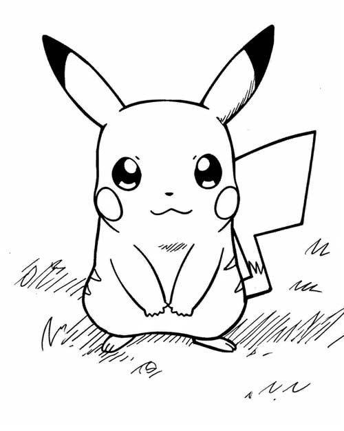 coloring page of a wild pikachu