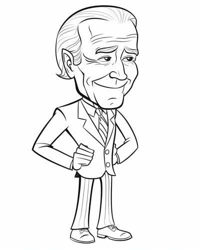 President Joe Biden cartoon coloring page suitable for children