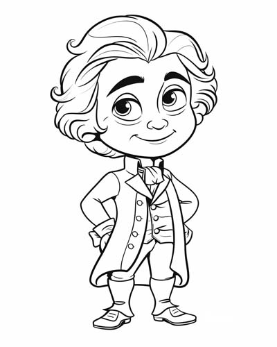 President Thomas Jefferson cartoon coloring page suitable for children